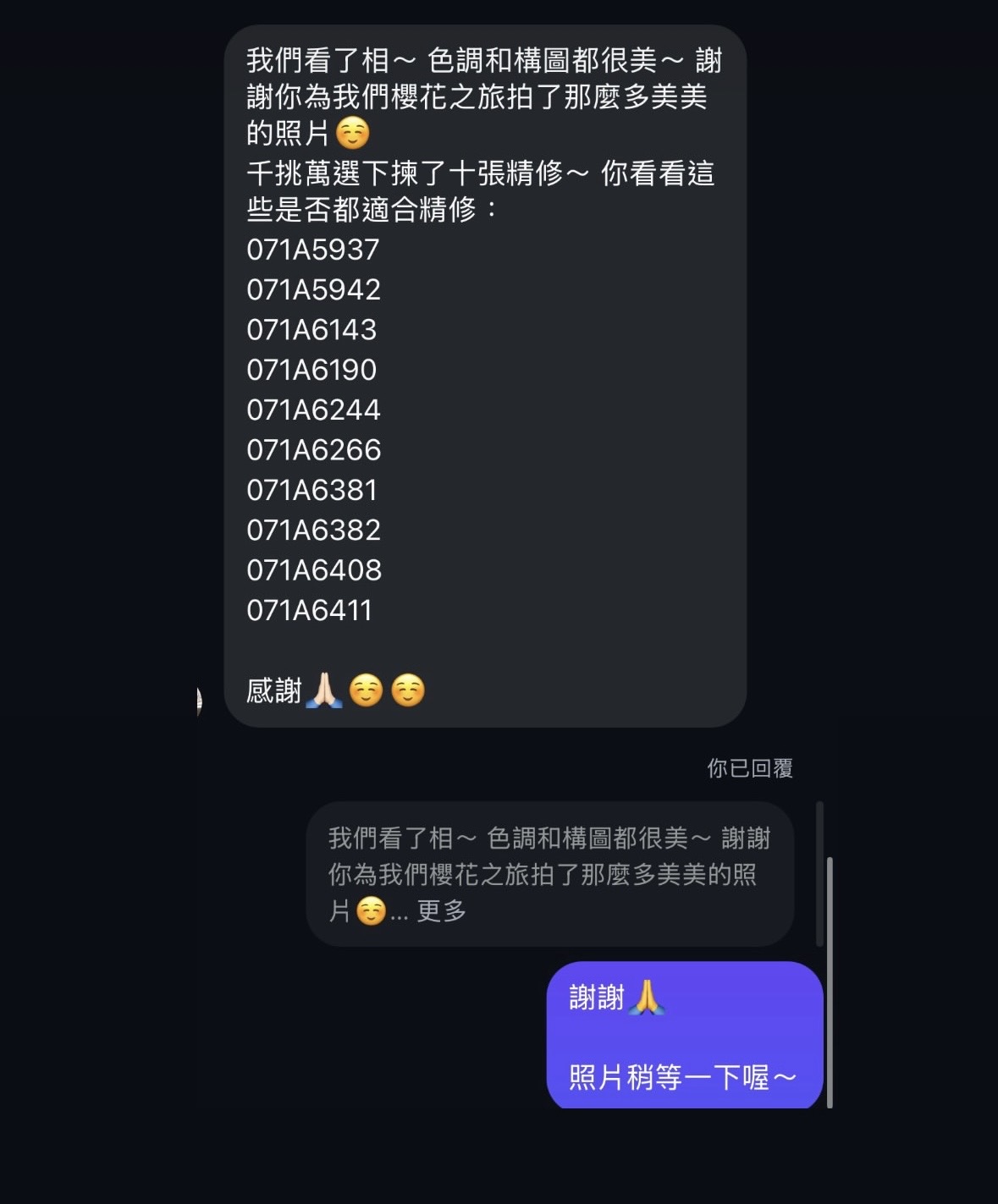 客人訊息節錄